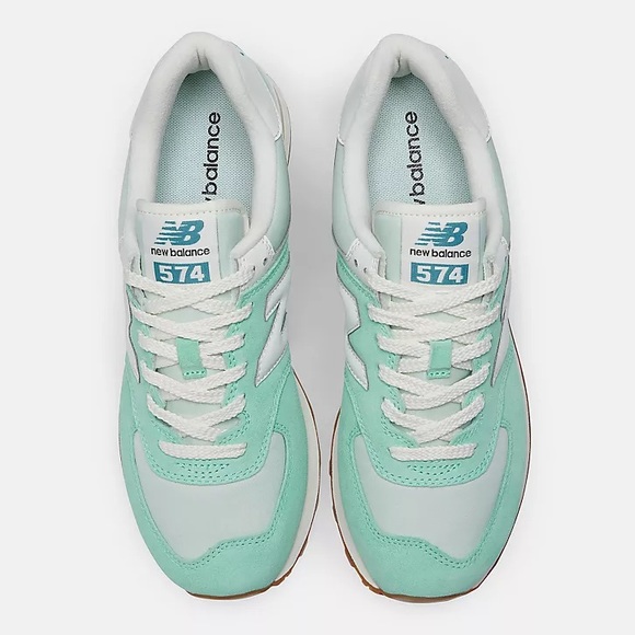 New Balance 574 Unisex Retro Running Shoes / Sneakers - Aqua Green / White - Picture 9 of 14